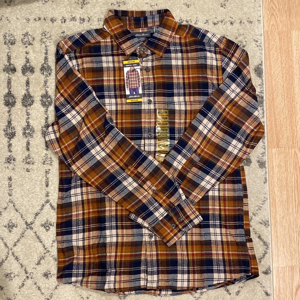 Eddie Bauer Bristol Flannel Button Down Shirt Men’s Medium Multi colored